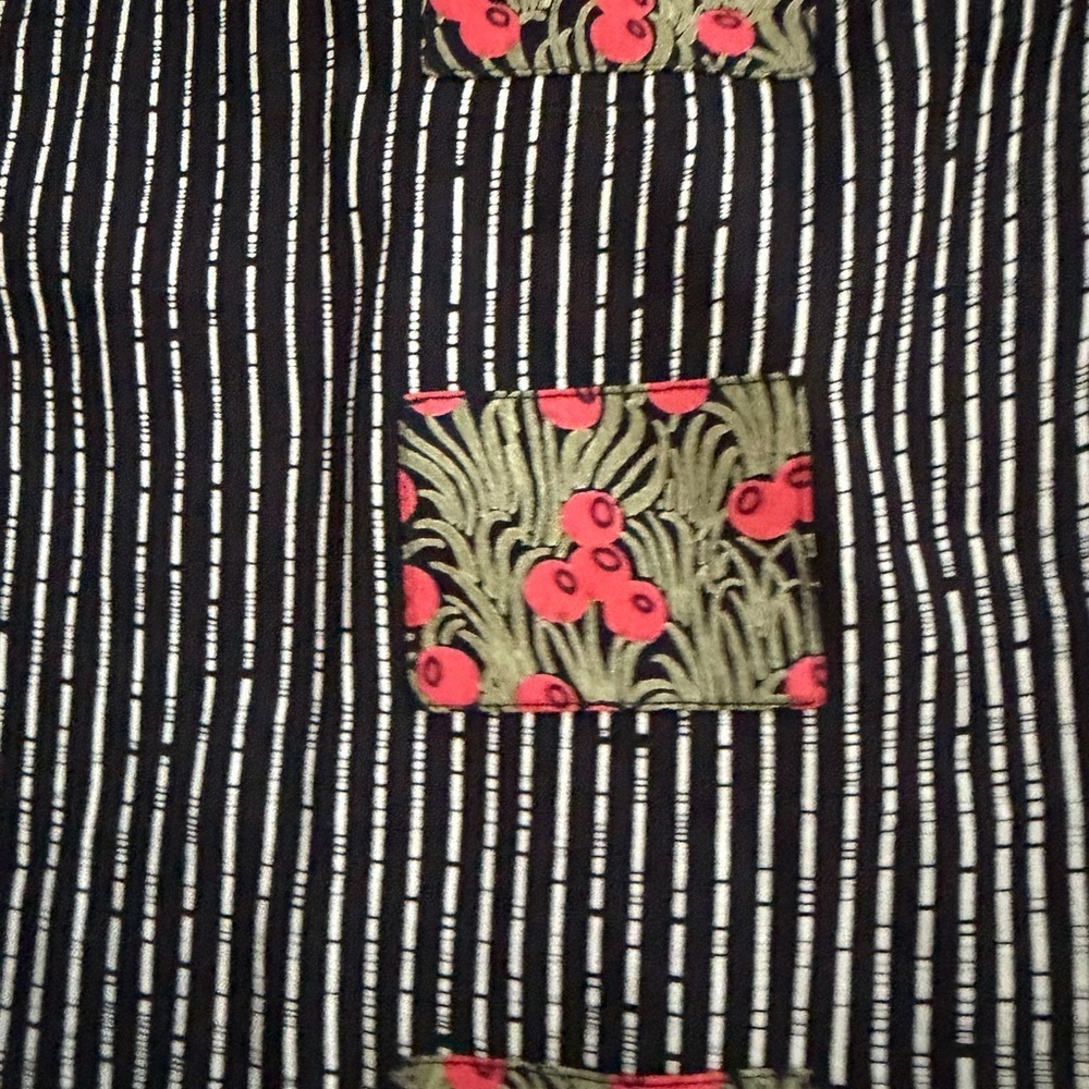 Marla Duran XL Black Rayon Art Polka Dot Collar | Floral Patch Detail | USA - Picture 10 of 16